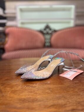 Christian Louboutin Spikaqueen Iridescent Crystal Pointed Slingback Heels